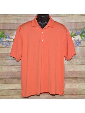 Greg Norman Solid Orange Golf Polo Shirt Size XL Play Dry UPF 50+